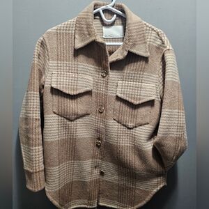 Oak + Foet Plaid Tan Women's Shacket Jacket